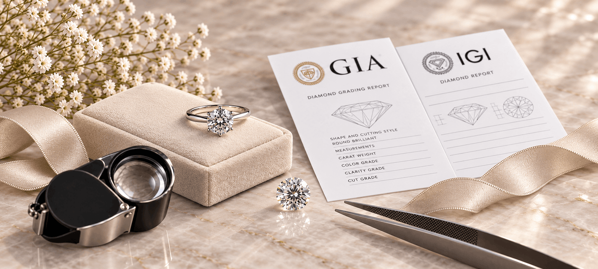 Inel de logodnă cu diamant și certificat gemologic