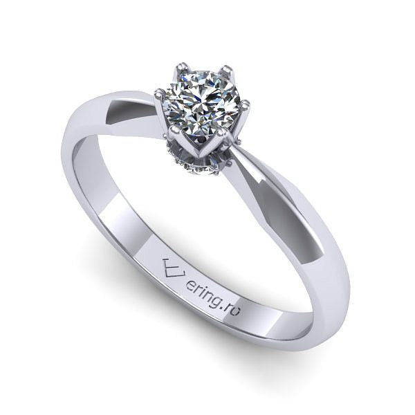 Inel de logodna din aur alb cu diamant