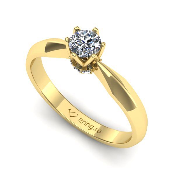 Inel logodna din aur galben cu diamant