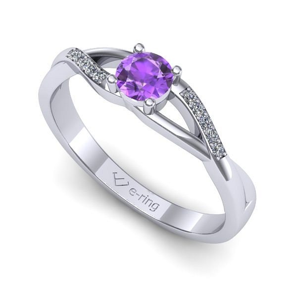 Inel de logodna din aur alb cu ametist