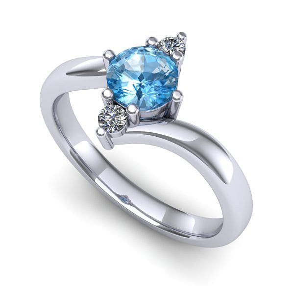Inel logodna din aur alb cu topaz blue