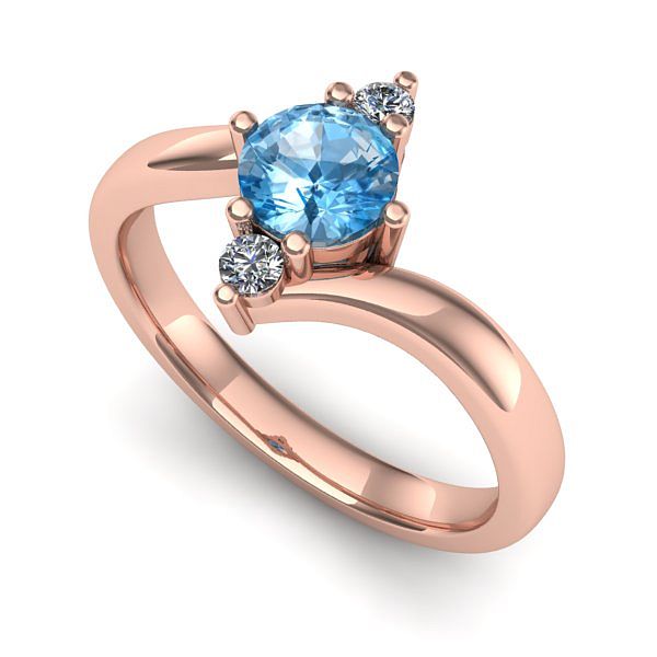 Inel de logodna din aur roz cu topaz blue