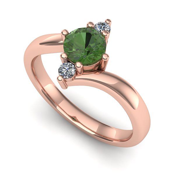 Inel logodna din aur roz cu peridot