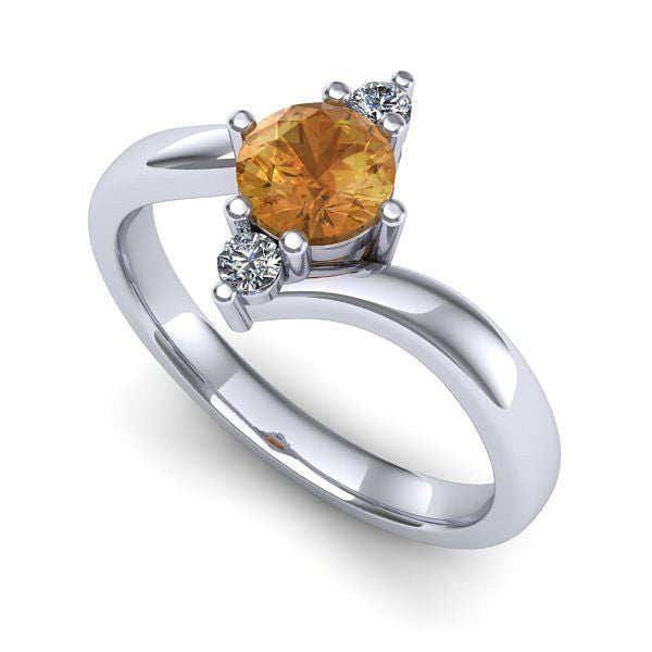 Inel logodna din aur alb cu citrin