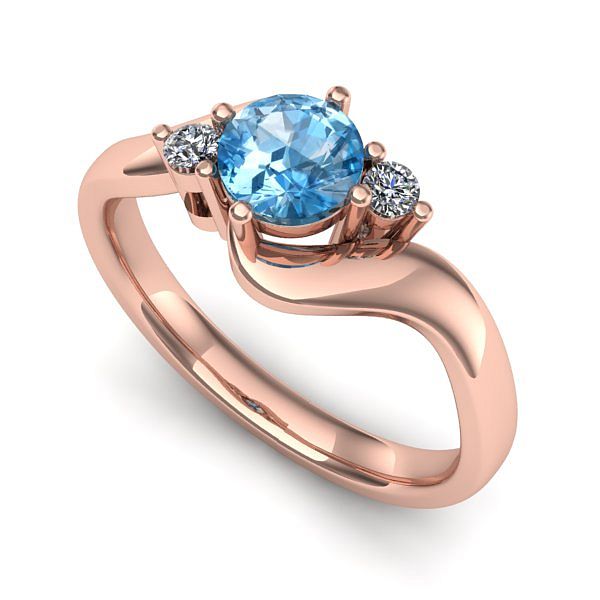 Inel logodna din aur roz cu topaz blue