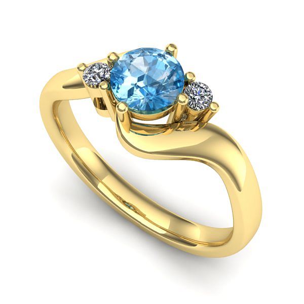 Inel din aur galben cu topaz blue