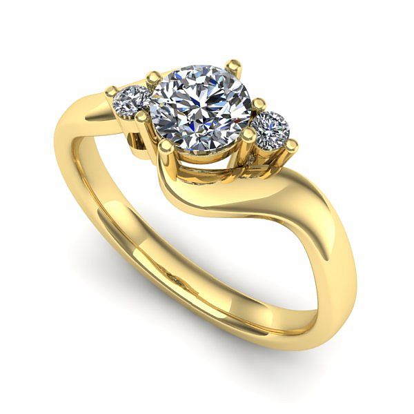 Inel din aur galben cu safir alb