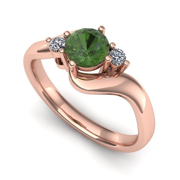 Inel din aur roz cu peridot
