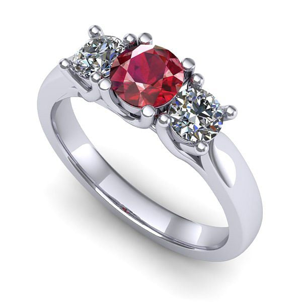 Inel de logodna din aur alb cu rubin