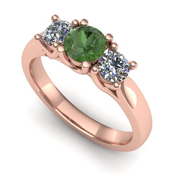 Inel logodna din aur roz cu peridot