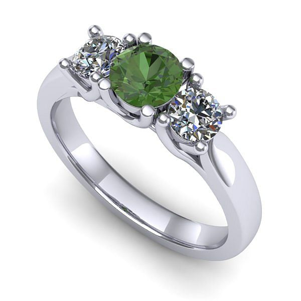 Inel logodna din aur alb cu peridot