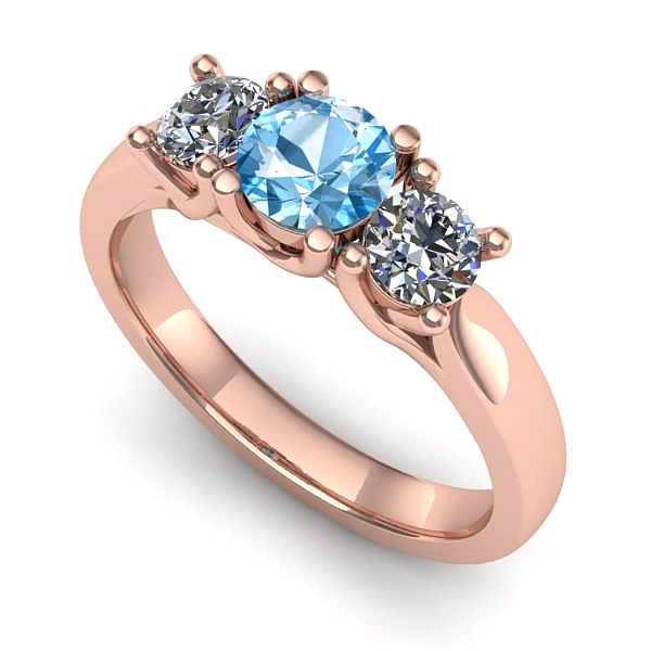 Inel logodna din aur roz cu topaz blue