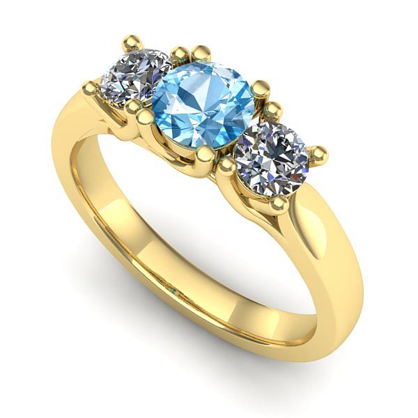 Inel din aur galben cu topaz blue