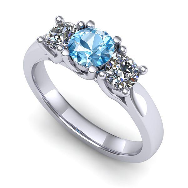 Inel de logodna din aur alb cu topaz blue