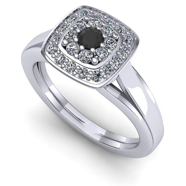Inel din aur alb cu diamant negru