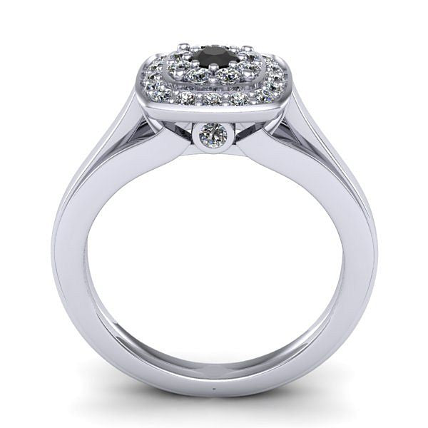 Inel de logodna halo cu diamant negru