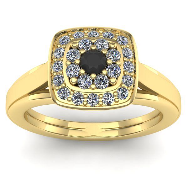 Inel cu diamant negru rotund