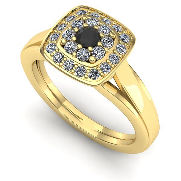 Inel din aur galben cu diamant negru