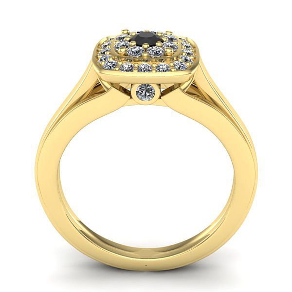 Inel logodna halo cu diamant negru
