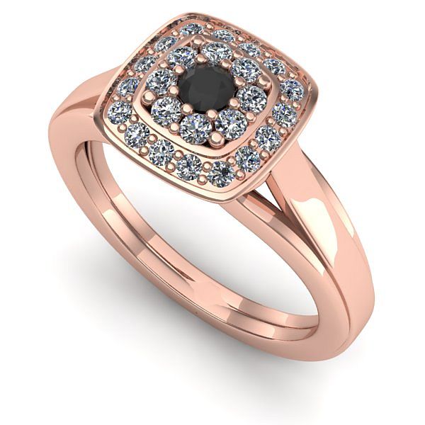 Inel din aur roz cu diamant negru
