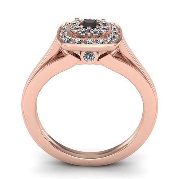 Inel logodna halo cu diamant negru