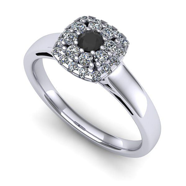 Inel logodna din aur alb cu diamant negru