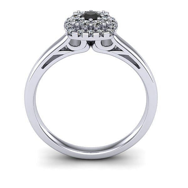 Inel logodna halo cu diamant negru