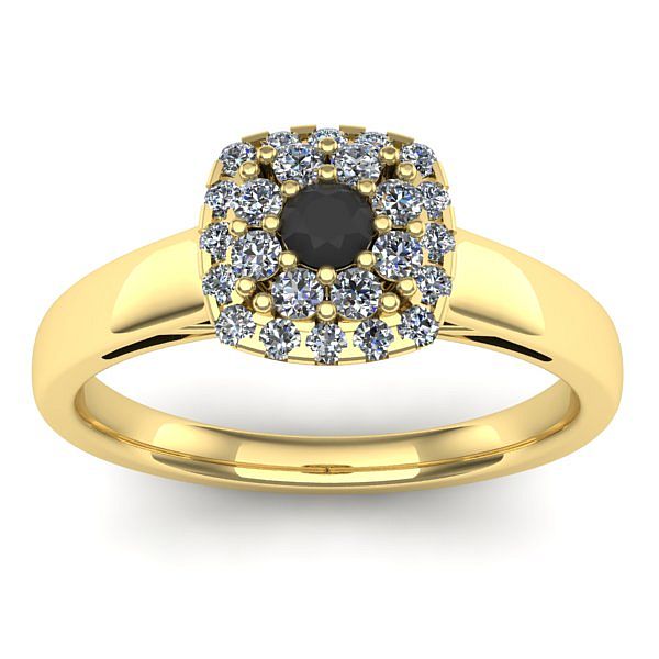 Inel de logodna cu diamant negru rotund