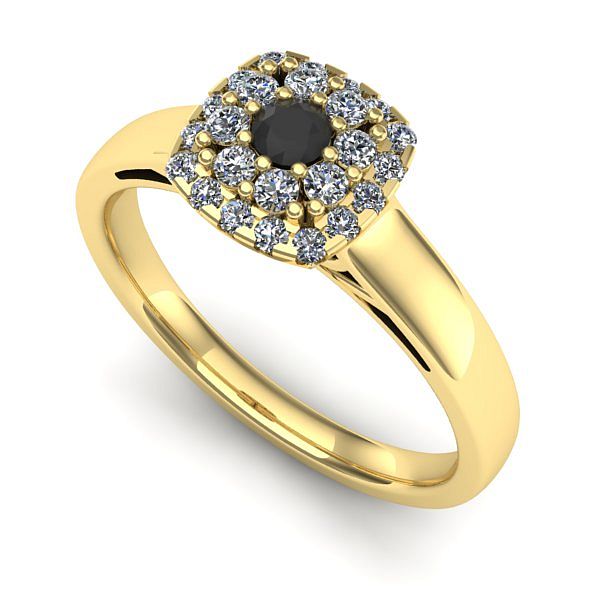 Inel din aur galben cu diamant negru