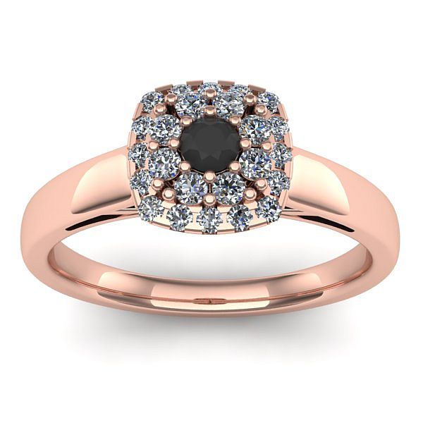 Inel logodna cu diamant negru rotund