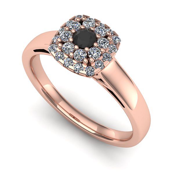 Inel logodna din aur roz cu diamant negru