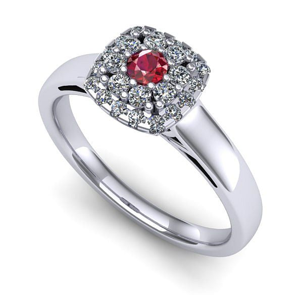 Inel logodna din aur alb cu rubin