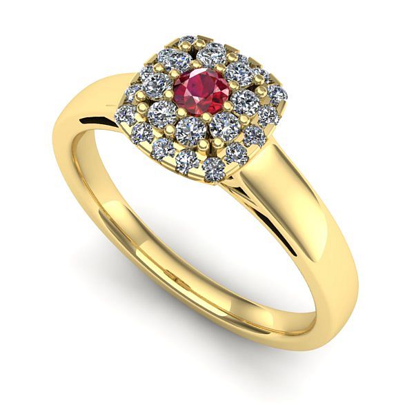 Inel logodna din aur galben cu rubin
