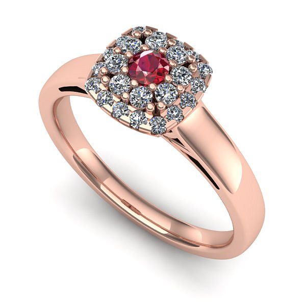 Inel de logodna din aur roz cu rubin