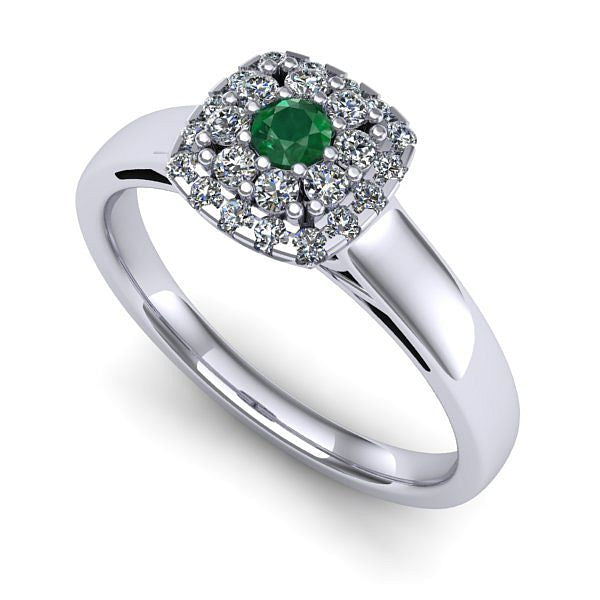 Inel din aur alb cu smarald