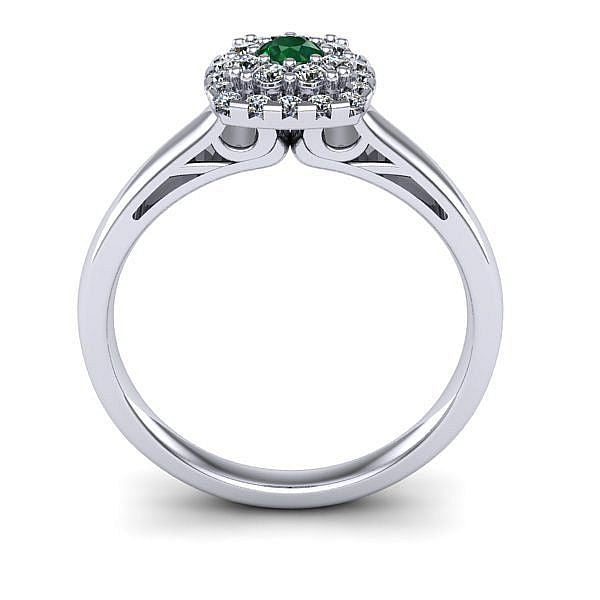 Inel de logodna halo cu smarald