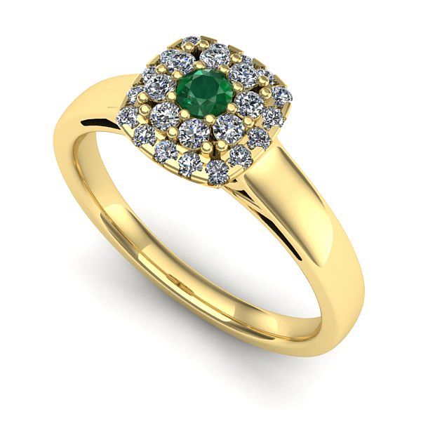 Inel de logodna din aur galben cu smarald