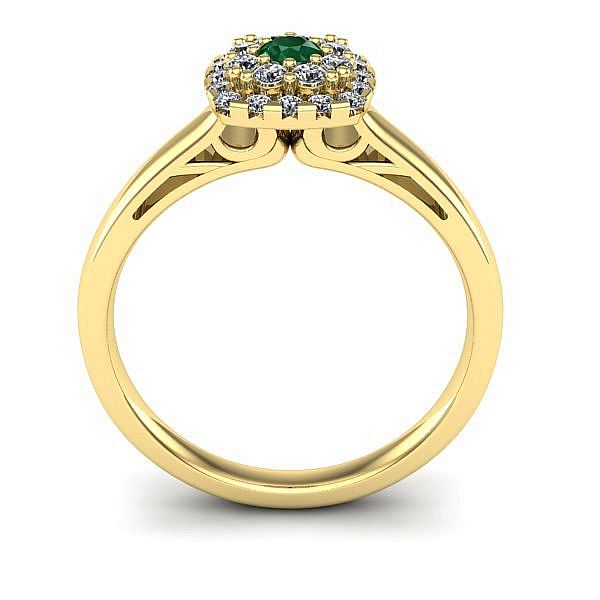 Inel de logodna halo cu smarald