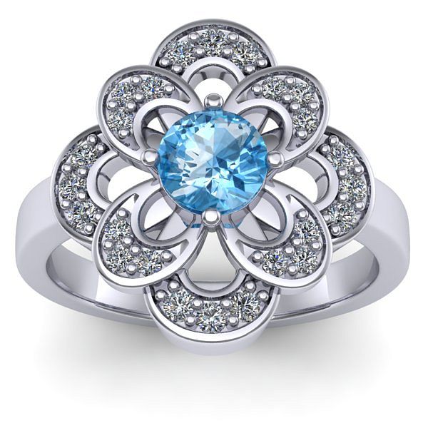 Inel de logodna cu topaz blue rotund