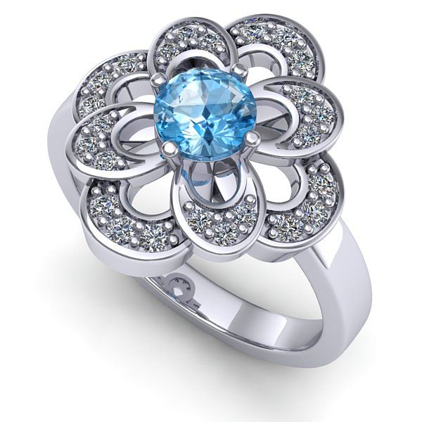 Inel logodna din aur alb cu topaz blue