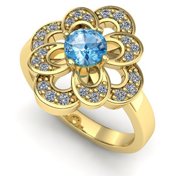 Inel de logodna din aur galben cu topaz blue