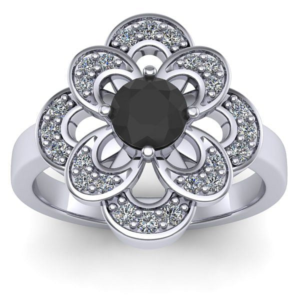 Inel cu diamant negru rotund
