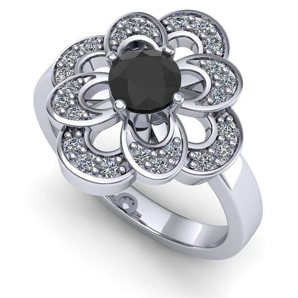 Inel logodna din aur alb cu diamant negru