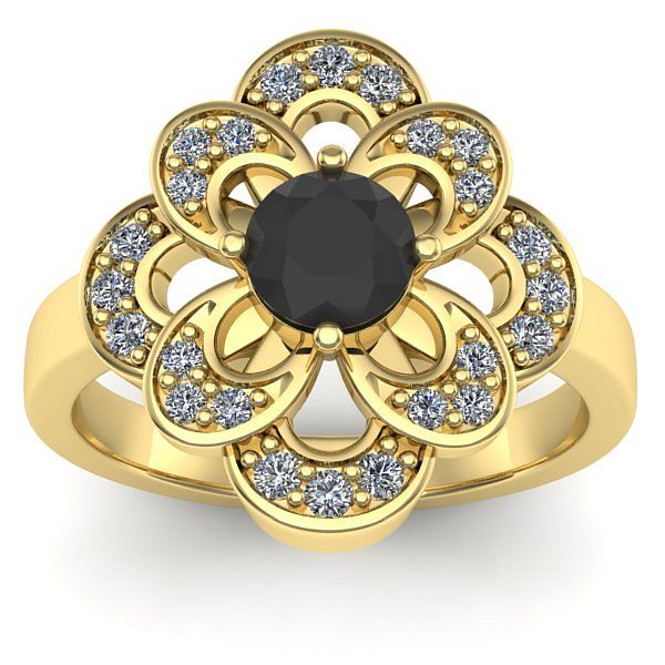 Inel de logodna cu diamant negru rotund