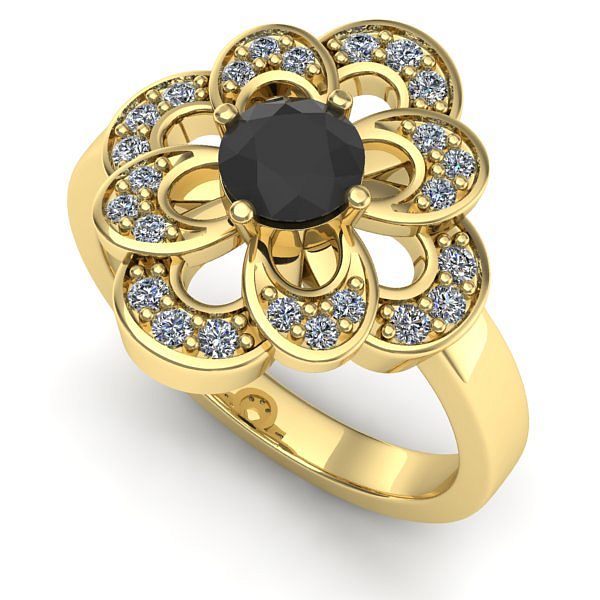 Inel de logodna din aur galben cu diamant negru