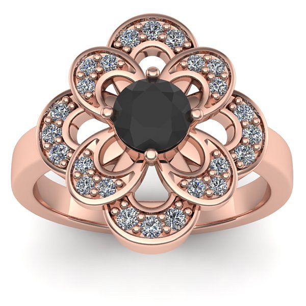 Inel de logodna cu diamant negru rotund