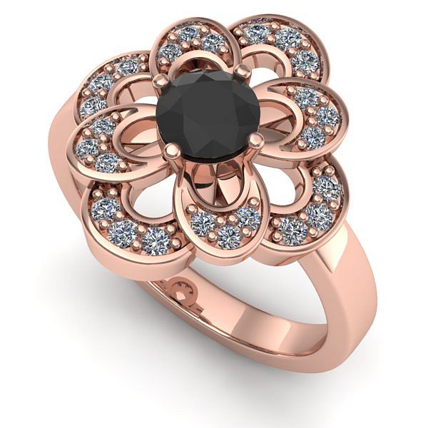 Inel din aur roz cu diamant negru