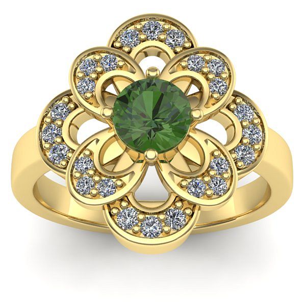 Inel cu peridot rotund