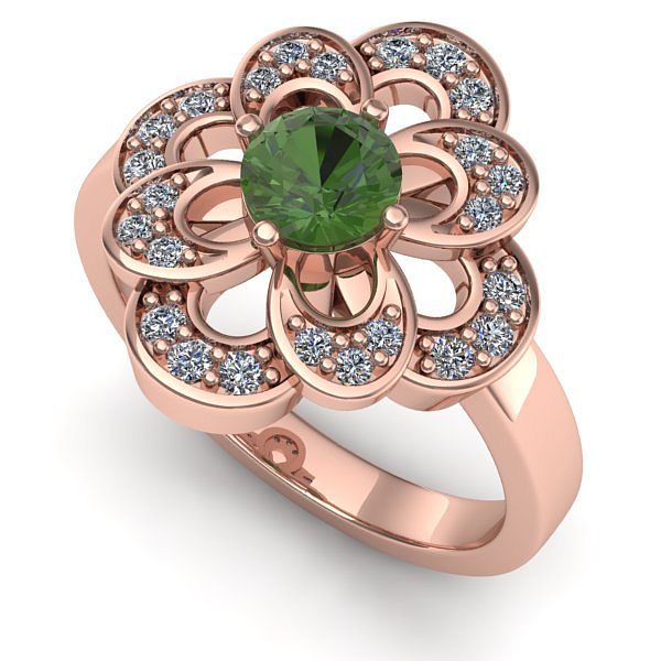 Inel din aur roz cu peridot
