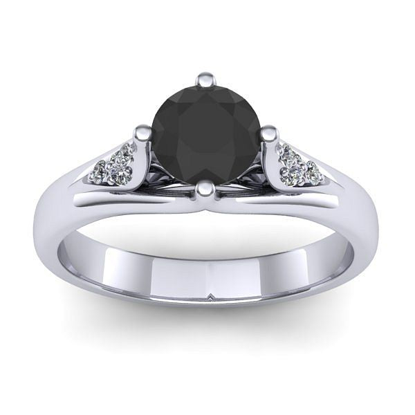 Inel de logodna cu diamant negru rotund
